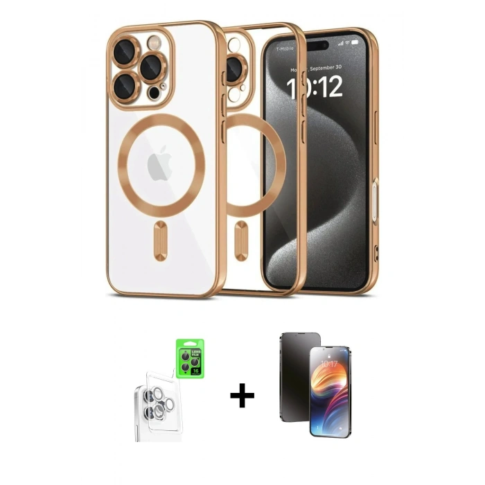 MARSİLYAN™- iPhone 16 Pro Max Kılıf Nova Işık Özel Seri - Siyah 3D Antistatik Mat Seramik Nano Ekran Koruyucu + Raze Metal Kamera Lens - BZ