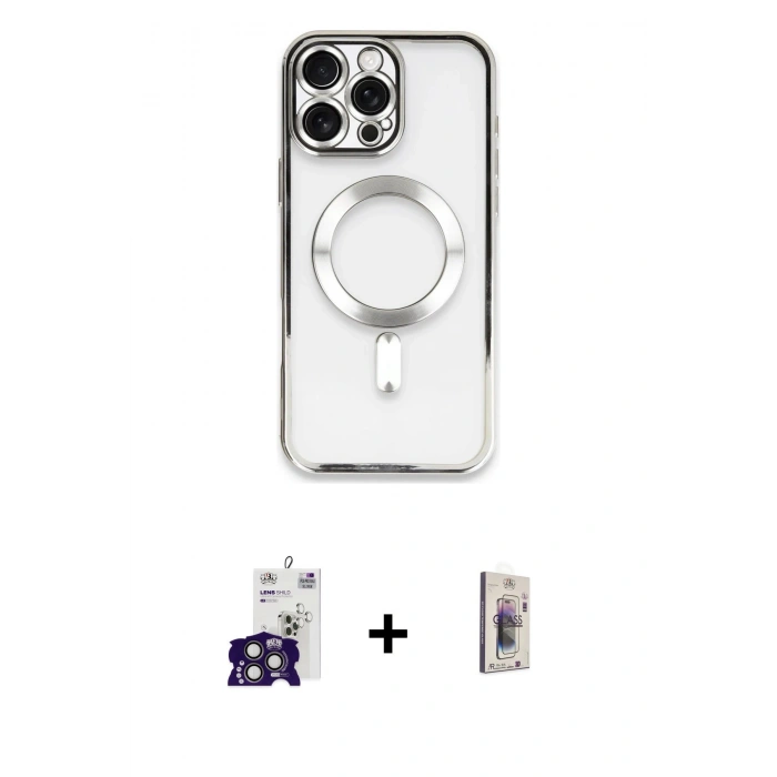 MARSİLYAN™- iPhone 16 Pro Max Kılıf Nova Işık Özel Seri - Siyah Bilvis 3D Cam Ekran Koruyucu + Bilvis Titan Kamera Lens - TMGI