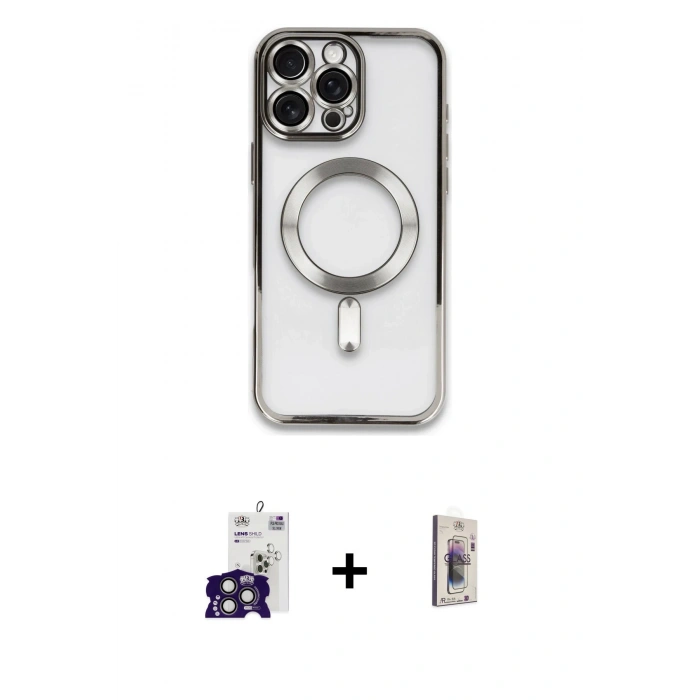 MARSİLYAN™- iPhone 16 Pro Max Kılıf Nova Işık Özel Seri - Siyah Bilvis 3D Cam Ekran Koruyucu + Bilvis Titan Kamera Lens - TMGI