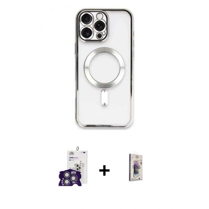 MARSİLYAN™- iPhone 16 Pro Max Kılıf Nova Işık Özel Seri - Siyah Bilvis 3D Cam Ekran Koruyucu + Bilvis Titan Kamera Lens - GS