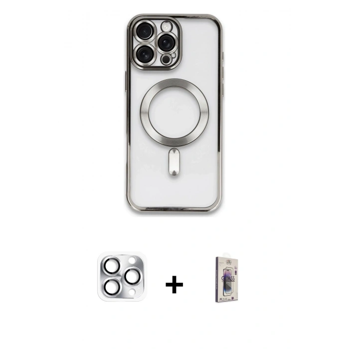 MARSİLYAN™- iPhone 16 Pro Max Kılıf Nova Işık Özel Seri - Siyah Bilvis 3D Cam Ekran Koruyucu + Pers Alüminyum Kamera Lens - GS