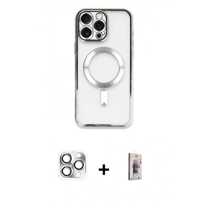 MARSİLYAN™- iPhone 16 Pro Max Kılıf Nova Işık Özel Seri - Siyah Bilvis 3D Cam Ekran Koruyucu + Pers Alüminyum Kamera Lens - GS