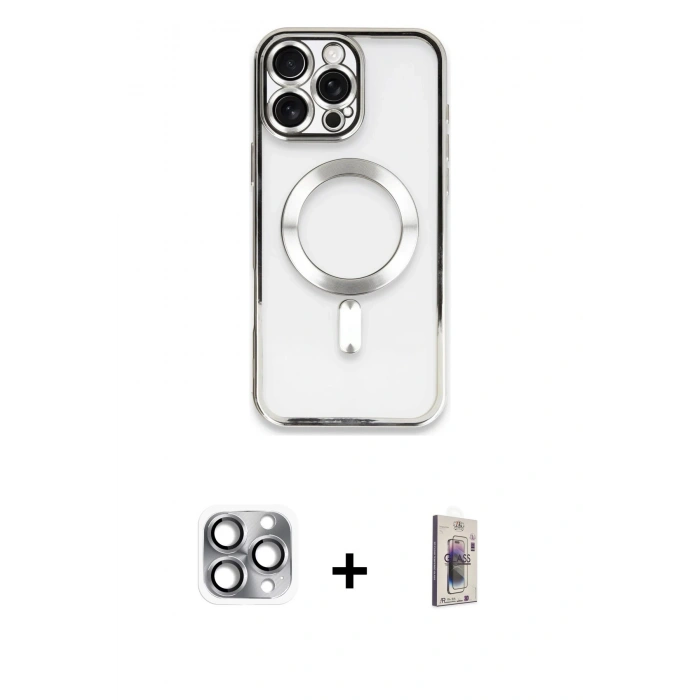 MARSİLYAN™- iPhone 16 Pro Max Kılıf Nova Işık Özel Seri - Siyah Bilvis 3D Cam Ekran Koruyucu + Pers Alüminyum Kamera Lens - GI