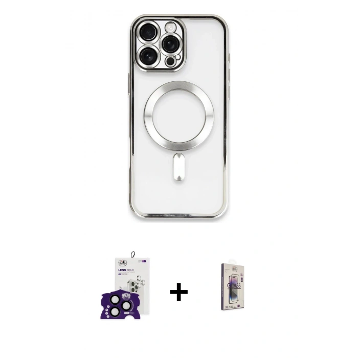 MARSİLYAN™- iPhone 16 Pro Max Kılıf Nova Işık Özel Seri - Siyah Bilvis 3D Cam Ekran Koruyucu + Bilvis Titan Kamera Lens - SH