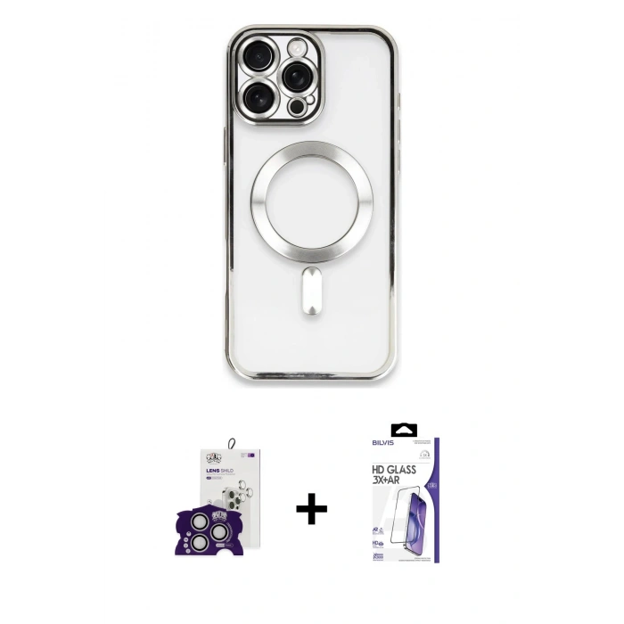 MARSİLYAN™- iPhone 16 Pro Max Kılıf Nova Işık Özel Seri - Siyah Bilvis 3X AR HD Cam Ekran Koruyucu + Bilvis Titan Kamera Lens - GS