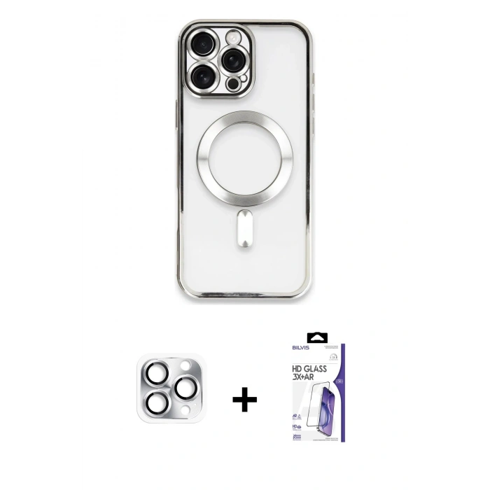 MARSİLYAN™- iPhone 16 Pro Max Kılıf Nova Işık Özel Seri - Siyah Bilvis 3X AR HD Cam Ekran Koruyucu + Pers Alüminyum Kamera Lens - GS