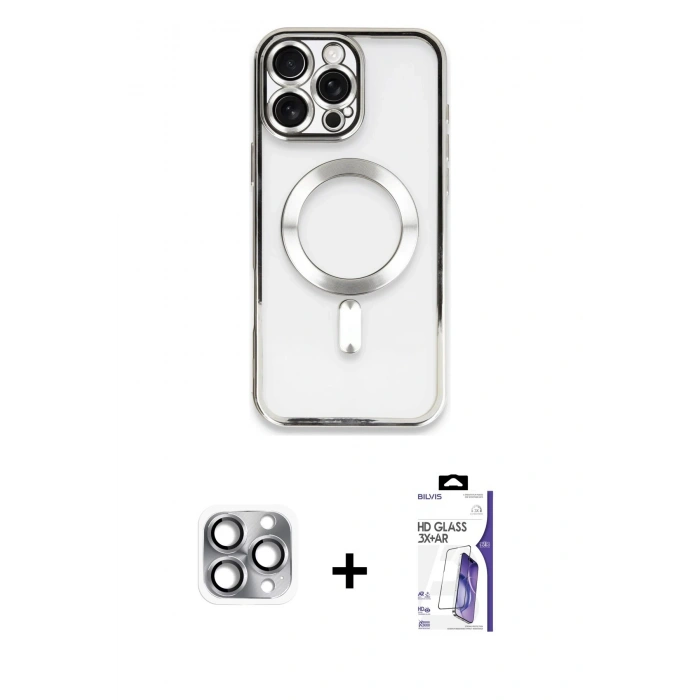 MARSİLYAN™- iPhone 16 Pro Max Kılıf Nova Işık Özel Seri - Siyah Bilvis 3X AR HD Cam Ekran Koruyucu + Pers Alüminyum Kamera Lens - GI