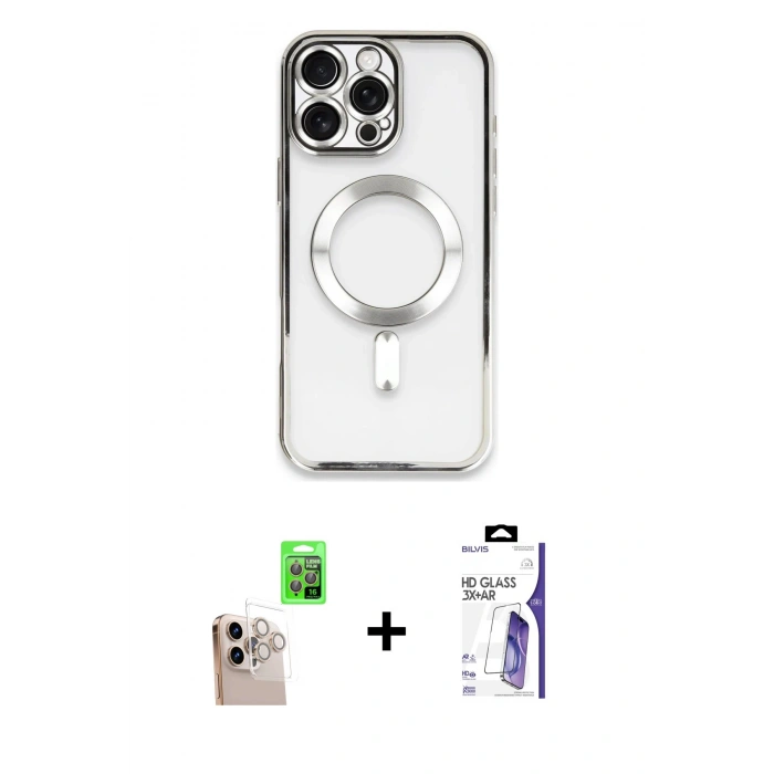MARSİLYAN™- iPhone 16 Pro Max Kılıf Nova Işık Özel Seri - Siyah Bilvis 3X AR HD Cam Ekran Koruyucu + Raze Metal Kamera Lens - NLGY
