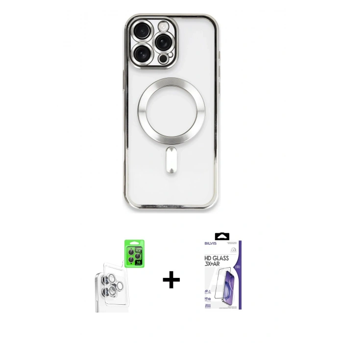 MARSİLYAN™- iPhone 16 Pro Max Kılıf Nova Işık Özel Seri - Siyah Bilvis 3X AR HD Cam Ekran Koruyucu + Raze Metal Kamera Lens - BZ