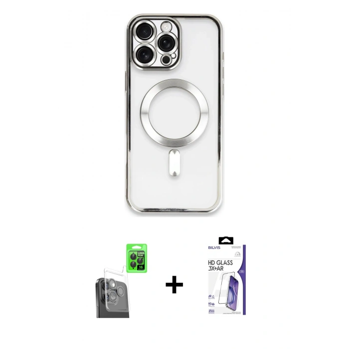MARSİLYAN™- iPhone 16 Pro Max Kılıf Nova Işık Özel Seri - Siyah Bilvis 3X AR HD Cam Ekran Koruyucu + Raze Metal Kamera Lens - SH