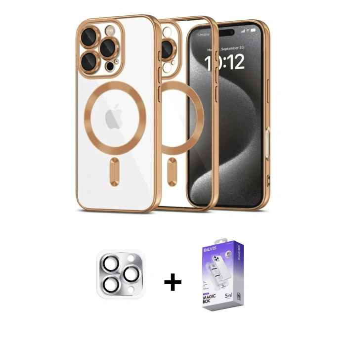MARSİLYAN™- iPhone 16 Pro Max Kılıf Nova Işık Özel Seri - Siyah Bilvis 5in1 3D Magic Cam Ekran Koruyucu + Pers Alüminyum Kamera Lens - GS