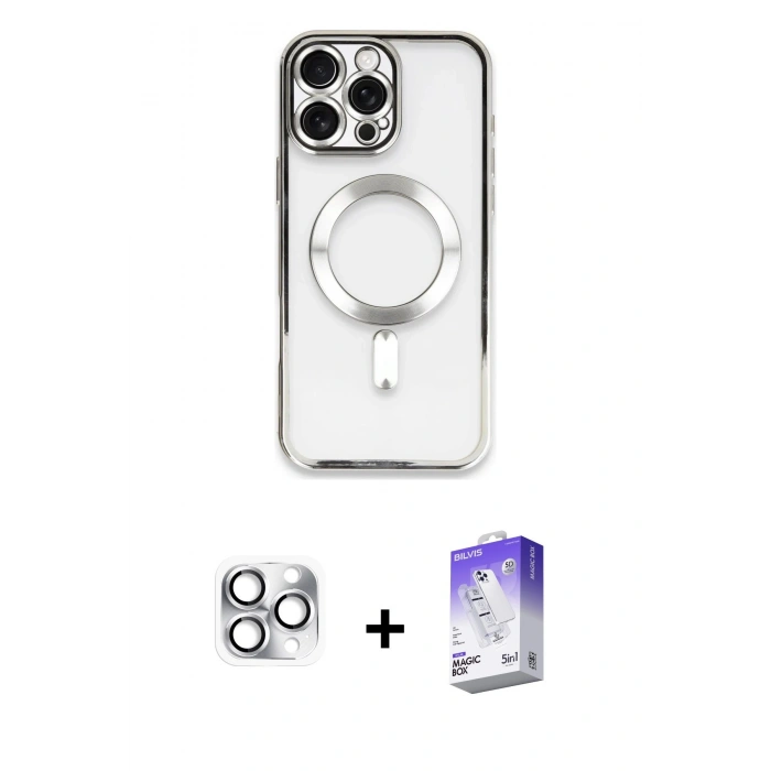 MARSİLYAN™- iPhone 16 Pro Max Kılıf Nova Işık Özel Seri - Siyah Bilvis 5in1 3D Magic Cam Ekran Koruyucu + Pers Alüminyum Kamera Lens - GS