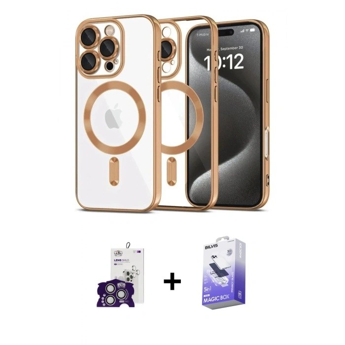 MARSİLYAN™- iPhone 16 Pro Max Kılıf Nova Işık Özel Seri - Siyah Bilvis 5in1 5D Magic Hayalet Cam Ekran Koruyucu + Bilvis Titan Kamera Lens - GS