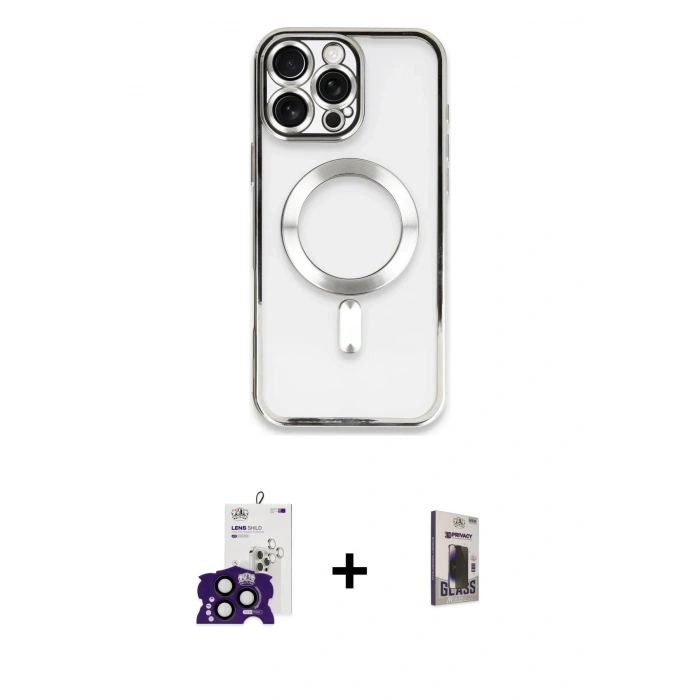 MARSİLYAN™- iPhone 16 Pro Max Kılıf Nova Işık Özel Seri - Siyah Bilvis Hayalet Cam Ekran Koruyucu + Bilvis Titan Kamera Lens - SH