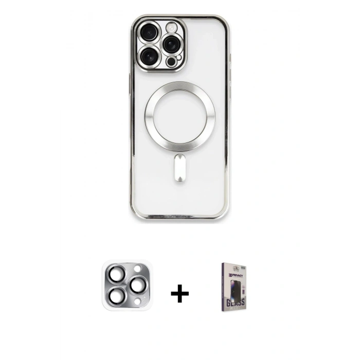 MARSİLYAN™- iPhone 16 Pro Max Kılıf Nova Işık Özel Seri - Siyah Bilvis Hayalet Cam Ekran Koruyucu + Pers Alüminyum Kamera Lens - GI