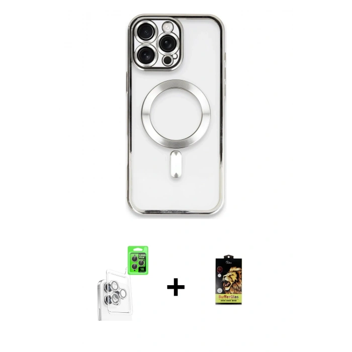 MARSİLYAN™- iPhone 16 Pro Max Kılıf Nova Işık Özel Seri - Siyah Buffer Cam Ekran Koruyucu + Raze Metal Kamera Lens - BZ