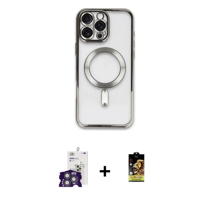 MARSİLYAN™- iPhone 16 Pro Max Kılıf Nova Işık Özel Seri - Siyah Buffer Cam Ekran Koruyucu + Bilvis Titan Kamera Lens - GS