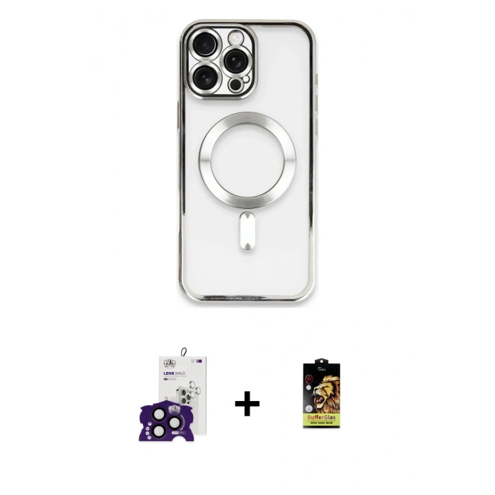 MARSİLYAN™- iPhone 16 Pro Max Kılıf Nova Işık Özel Seri - Siyah Buffer Cam Ekran Koruyucu + Bilvis Titan Kamera Lens - SH