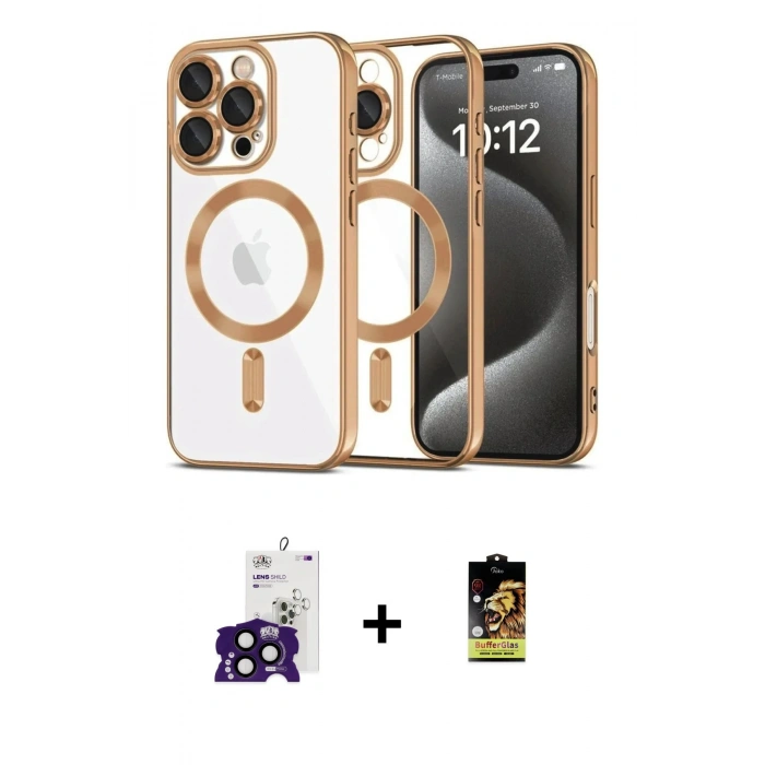 MARSİLYAN™- iPhone 16 Pro Max Kılıf Nova Işık Özel Seri - Siyah Buffer Cam Ekran Koruyucu + Bilvis Titan Kamera Lens - SH