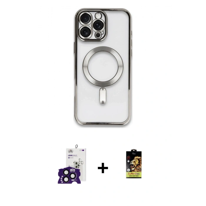 MARSİLYAN™- iPhone 16 Pro Max Kılıf Nova Işık Özel Seri - Siyah Buffer Cam Ekran Koruyucu + Bilvis Titan Kamera Lens - SH