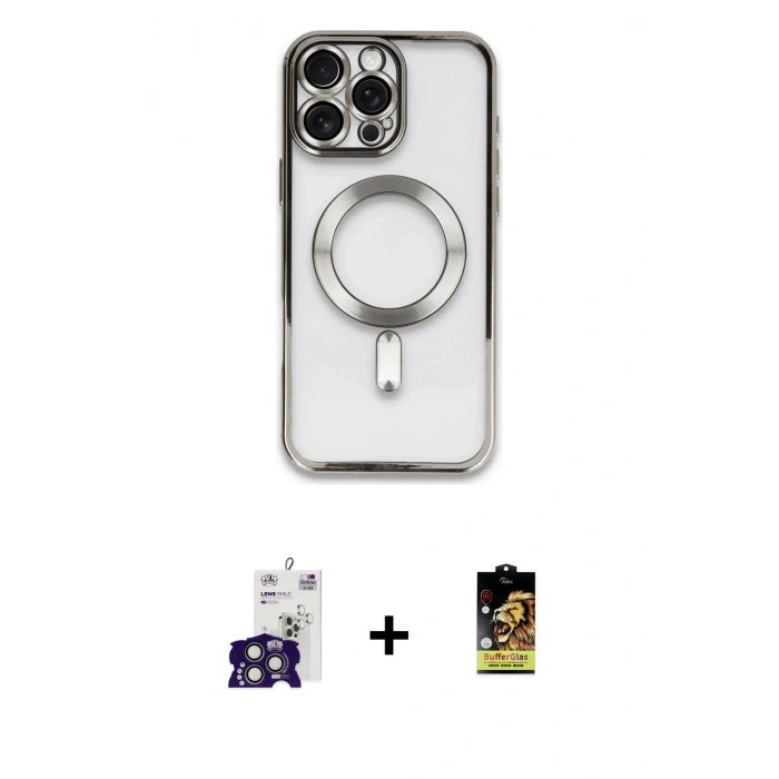MARSİLYAN™- iPhone 16 Pro Max Kılıf Nova Işık Özel Seri - Siyah Buffer Cam Ekran Koruyucu + Bilvis Titan Kamera Lens - TMGI