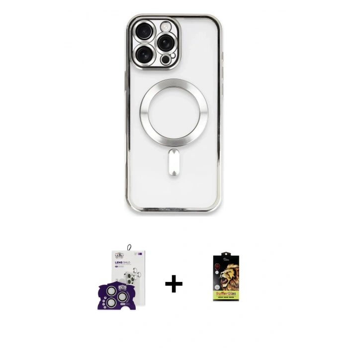 MARSİLYAN™- iPhone 16 Pro Max Kılıf Nova Işık Özel Seri - Siyah Buffer Cam Ekran Koruyucu + Bilvis Titan Kamera Lens - GS