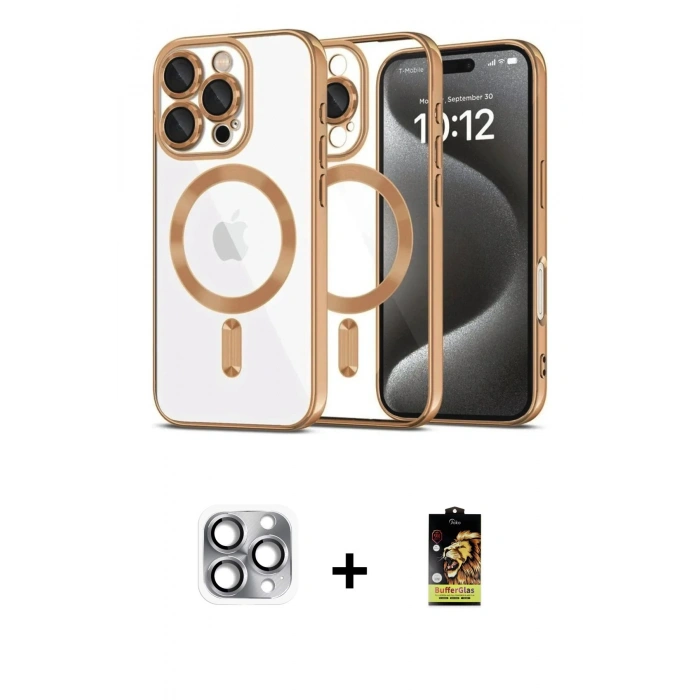 MARSİLYAN™- iPhone 16 Pro Max Kılıf Nova Işık Özel Seri - Siyah Buffer Cam Ekran Koruyucu + Pers Alüminyum Kamera Lens - GI