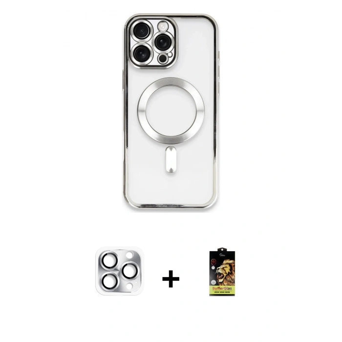 MARSİLYAN™- iPhone 16 Pro Max Kılıf Nova Işık Özel Seri - Siyah Buffer Cam Ekran Koruyucu + Pers Alüminyum Kamera Lens - GS