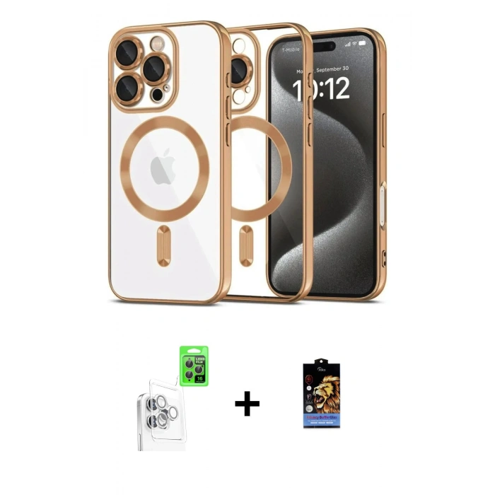 MARSİLYAN™- iPhone 16 Pro Max Kılıf Nova Işık Özel Seri - Siyah Buffer Hayalet Cam Ekran Koruyucu + Raze Metal Kamera Lens - BZ