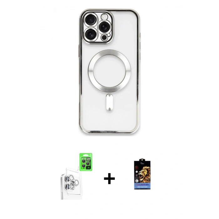 MARSİLYAN™- iPhone 16 Pro Max Kılıf Nova Işık Özel Seri - Siyah Buffer Hayalet Cam Ekran Koruyucu + Raze Metal Kamera Lens - BZ