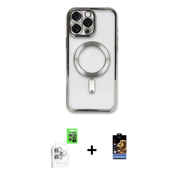 MARSİLYAN™- iPhone 16 Pro Max Kılıf Nova Işık Özel Seri - Siyah Buffer Hayalet Cam Ekran Koruyucu + Raze Metal Kamera Lens - BZ