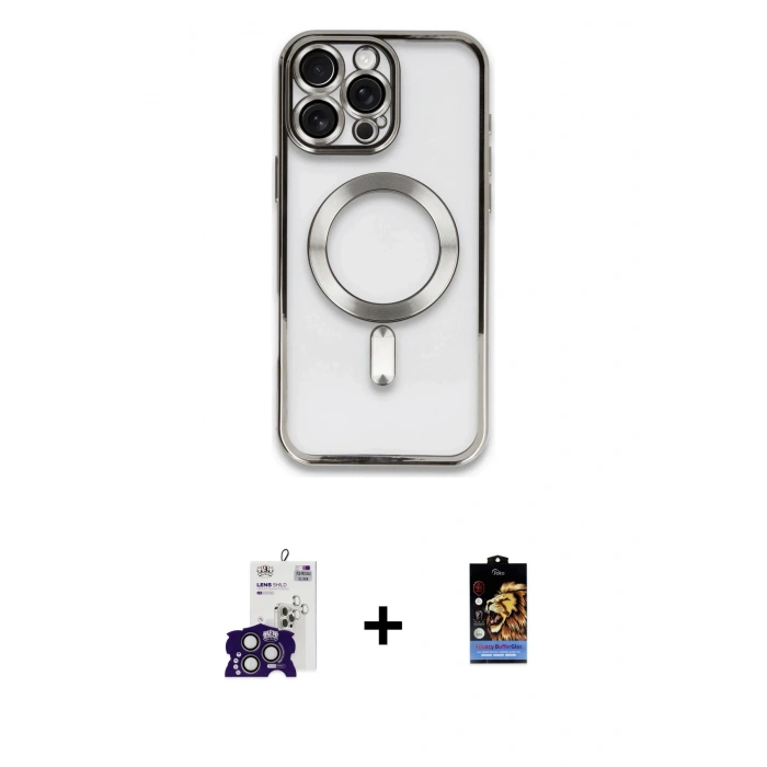 MARSİLYAN™- iPhone 16 Pro Max Kılıf Nova Işık Özel Seri - Siyah Buffer Hayalet Cam Ekran Koruyucu + Bilvis Titan Kamera Lens - TMGI
