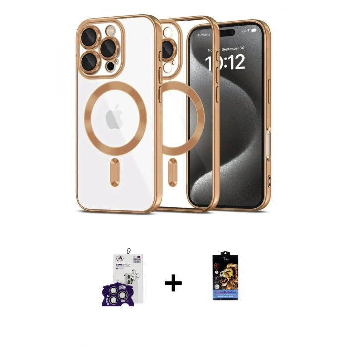 MARSİLYAN™- iPhone 16 Pro Max Kılıf Nova Işık Özel Seri - Siyah Buffer Hayalet Cam Ekran Koruyucu + Bilvis Titan Kamera Lens - TMGI