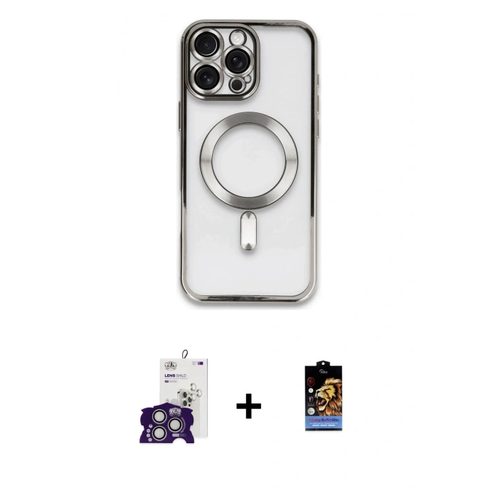MARSİLYAN™- iPhone 16 Pro Max Kılıf Nova Işık Özel Seri - Siyah Buffer Hayalet Cam Ekran Koruyucu + Bilvis Titan Kamera Lens - GS