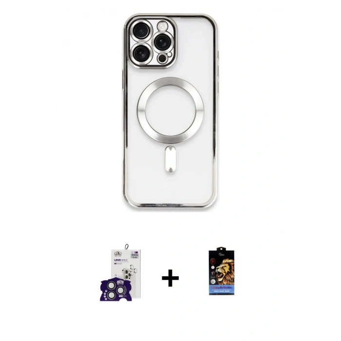 MARSİLYAN™- iPhone 16 Pro Max Kılıf Nova Işık Özel Seri - Siyah Buffer Hayalet Cam Ekran Koruyucu + Bilvis Titan Kamera Lens - TMGI