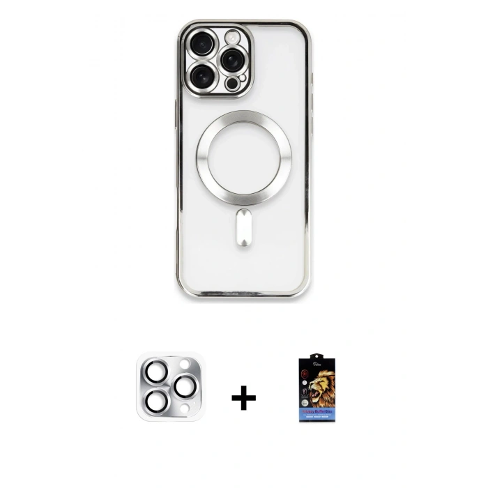 MARSİLYAN™- iPhone 16 Pro Max Kılıf Nova Işık Özel Seri - Siyah Buffer Hayalet Cam Ekran Koruyucu + Pers Alüminyum Kamera Lens - GS