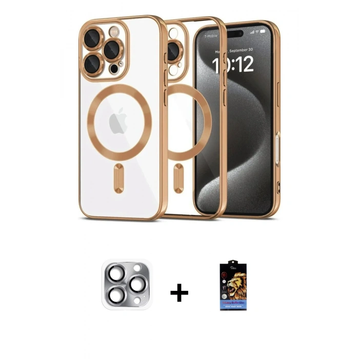 MARSİLYAN™- iPhone 16 Pro Max Kılıf Nova Işık Özel Seri - Siyah Buffer Hayalet Cam Ekran Koruyucu + Pers Alüminyum Kamera Lens - GI