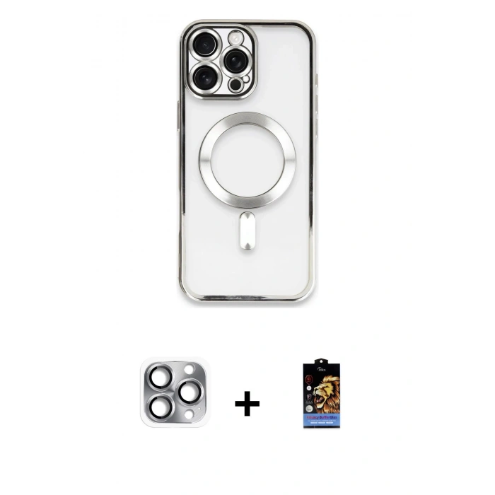 MARSİLYAN™- iPhone 16 Pro Max Kılıf Nova Işık Özel Seri - Siyah Buffer Hayalet Cam Ekran Koruyucu + Pers Alüminyum Kamera Lens - GI