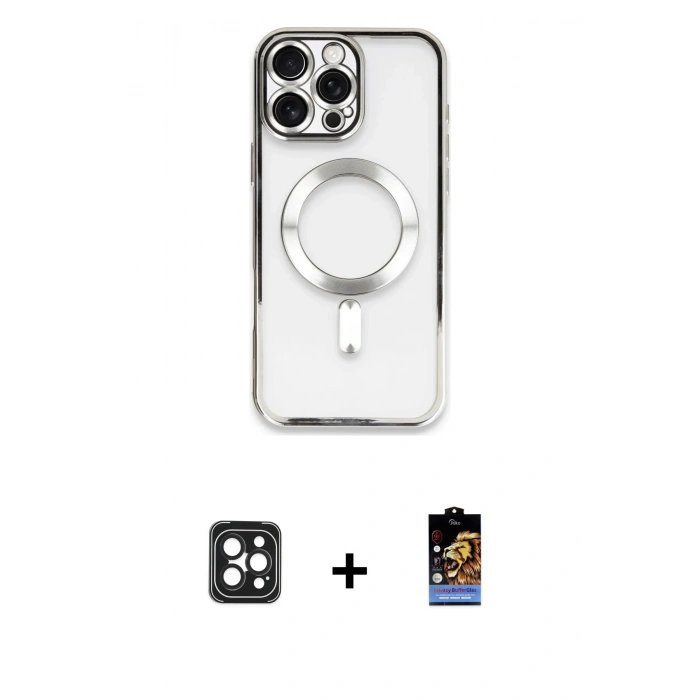MARSİLYAN™- iPhone 16 Pro Max Kılıf Nova Işık Özel Seri - Siyah Buffer Hayalet Cam Ekran Koruyucu + PVD Metal Kamera Lens - SH