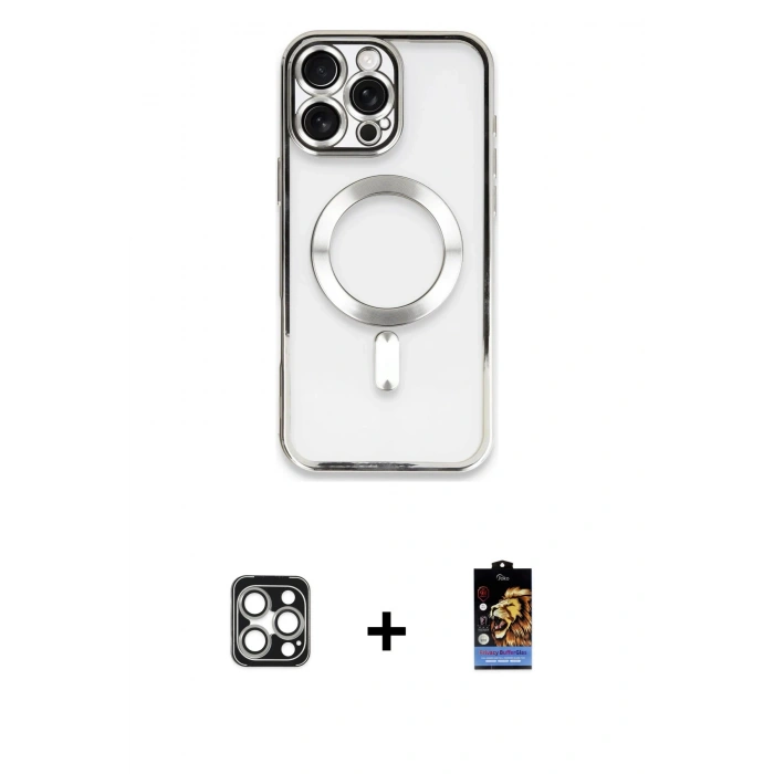 MARSİLYAN™- iPhone 16 Pro Max Kılıf Nova Işık Özel Seri - Siyah Buffer Hayalet Cam Ekran Koruyucu + PVD Metal Kamera Lens - GS