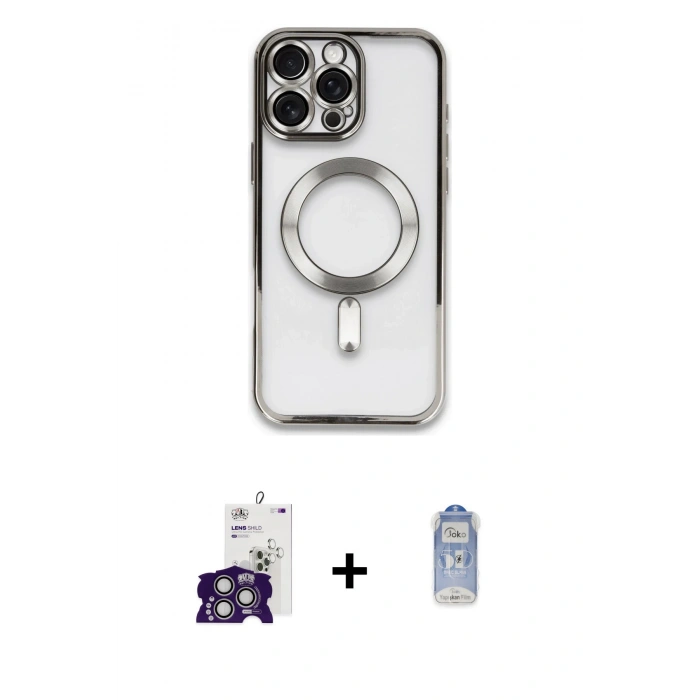 MARSİLYAN™- iPhone 16 Pro Max Kılıf Nova Işık Özel Seri - Siyah Joko Magic 5D Cam + Bilvis Titan Kamera Lens - GS