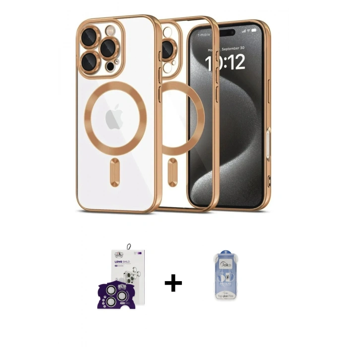 MARSİLYAN™- iPhone 16 Pro Max Kılıf Nova Işık Özel Seri - Siyah Joko Magic 5D Cam + Bilvis Titan Kamera Lens - GS