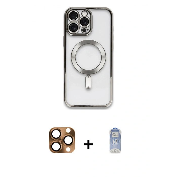 MARSİLYAN™- iPhone 16 Pro Max Kılıf Nova Işık Özel Seri - Siyah Joko Magic 5D Cam + Pers Alüminyum Kamera Lens - CLTM