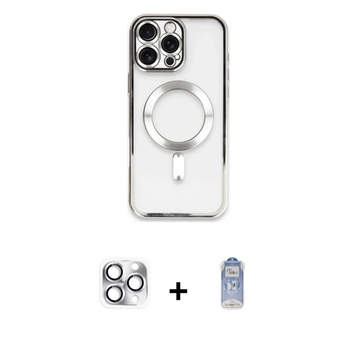 MARSİLYAN™- iPhone 16 Pro Max Kılıf Nova Işık Özel Seri - Siyah Joko Magic 5D Cam + Pers Alüminyum Kamera Lens - GS