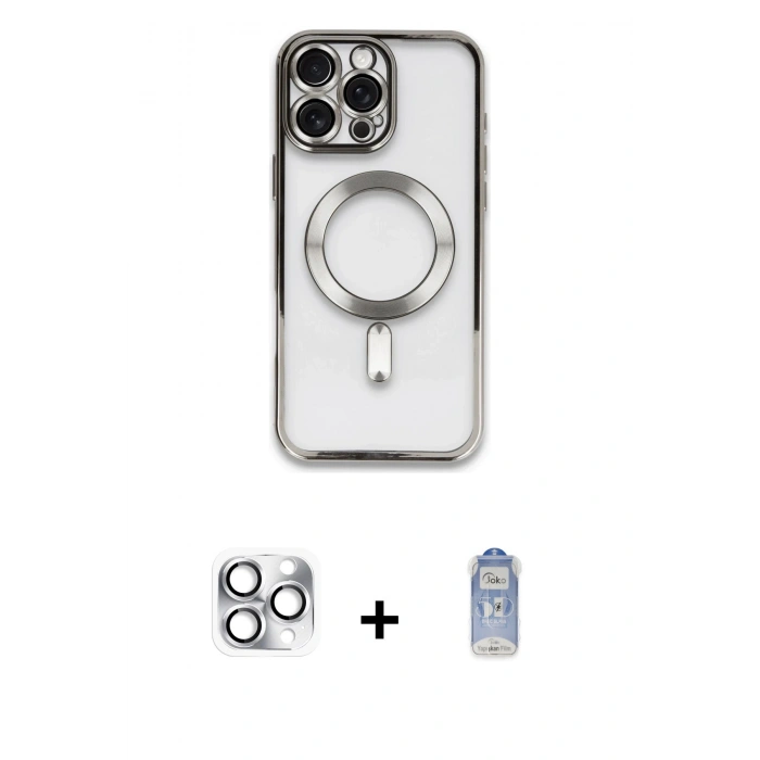 MARSİLYAN™- iPhone 16 Pro Max Kılıf Nova Işık Özel Seri - Siyah Joko Magic 5D Cam + Pers Alüminyum Kamera Lens - GS