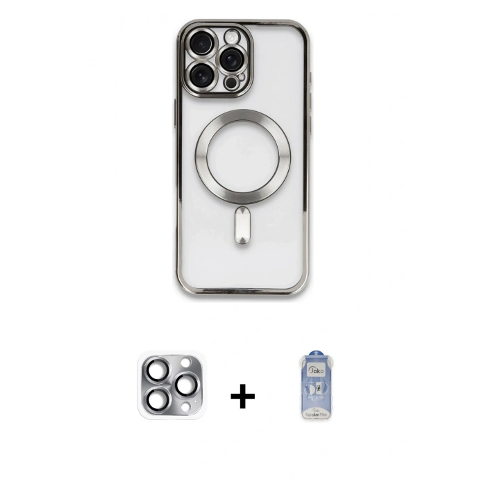 MARSİLYAN™- iPhone 16 Pro Max Kılıf Nova Işık Özel Seri - Siyah Joko Magic 5D Cam + Pers Alüminyum Kamera Lens - GI