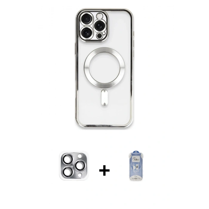 MARSİLYAN™- iPhone 16 Pro Max Kılıf Nova Işık Özel Seri - Siyah Joko Magic 5D Cam + Pers Alüminyum Kamera Lens - GI