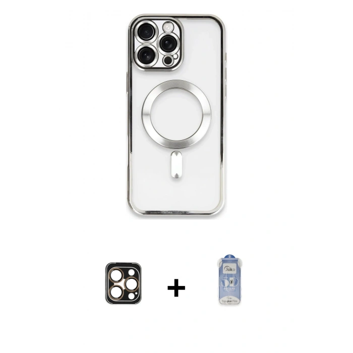 MARSİLYAN™- iPhone 16 Pro Max Kılıf Nova Işık Özel Seri - Siyah Joko Magic 5D Cam + PVD Metal Kamera Lens - GD