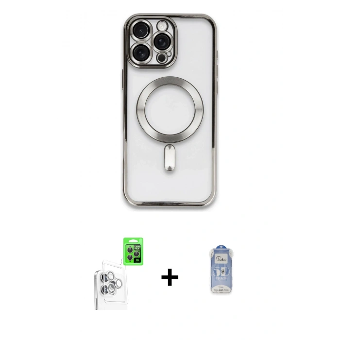 MARSİLYAN™- iPhone 16 Pro Max Kılıf Nova Işık Özel Seri - Siyah Joko Magic 5D Cam + Raze Metal Kamera Lens - BZ