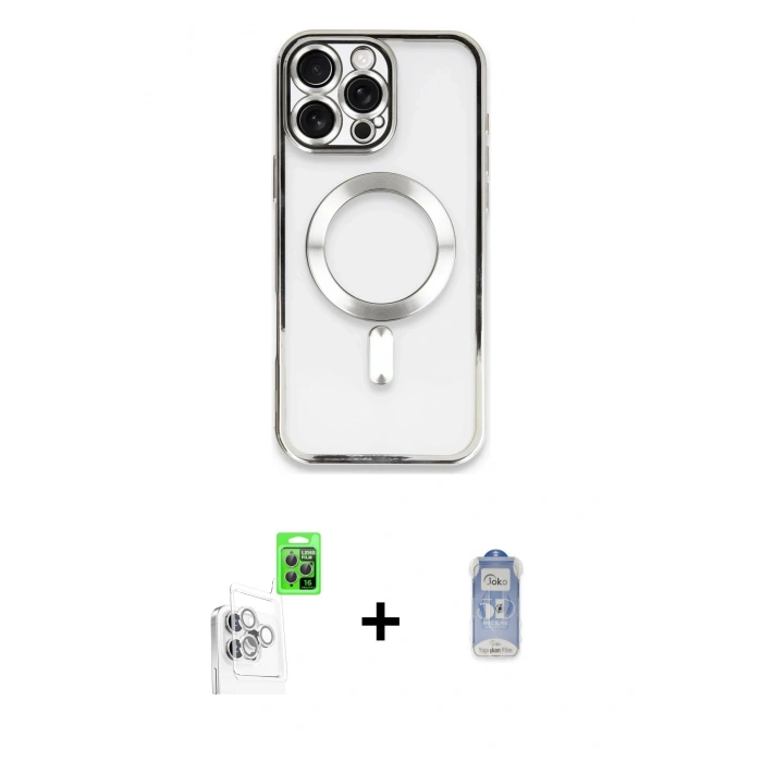 MARSİLYAN™- iPhone 16 Pro Max Kılıf Nova Işık Özel Seri - Siyah Joko Magic 5D Cam + Raze Metal Kamera Lens - BZ